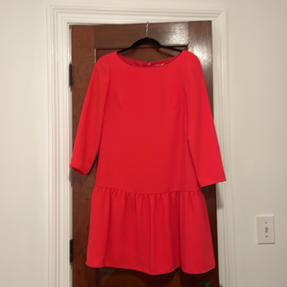 J. Crew coral drop waist dress
